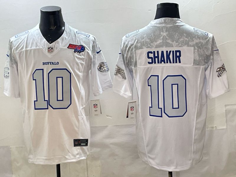 Men 2025 Buffalo Bills 10 Shakir white 5th generation Throwback Nike Limited NFL Jersey style 036